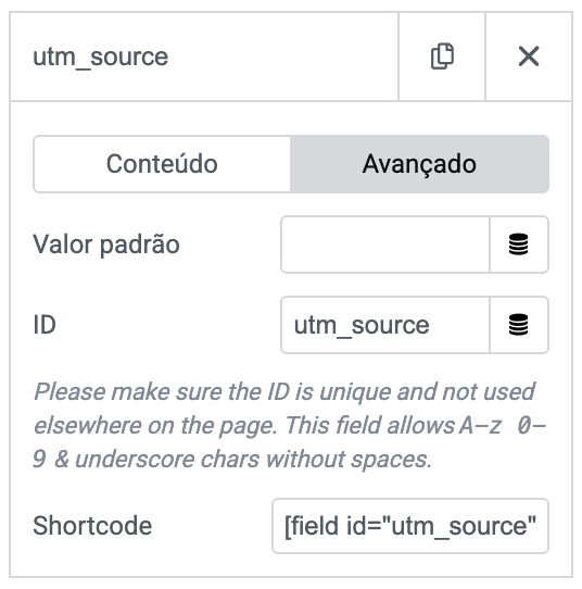 Campo oculto - Avançado